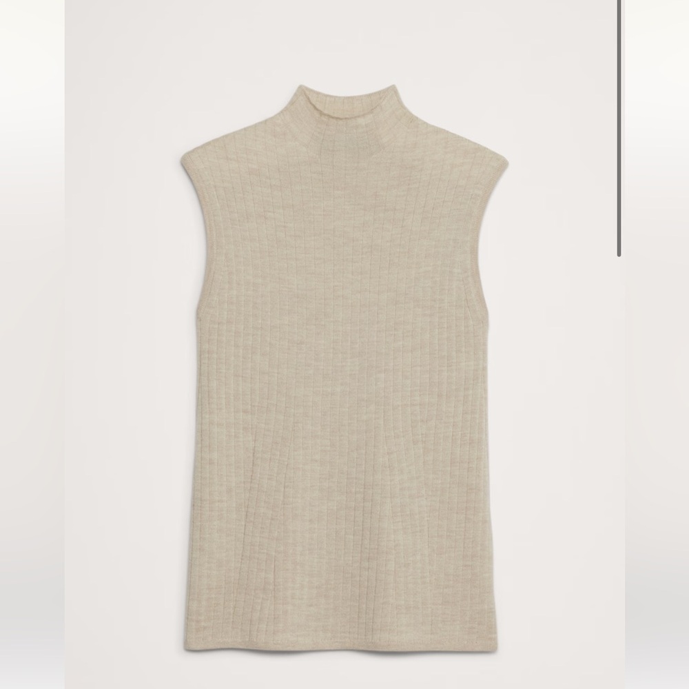 RIBBED MERINO MOCK-NECK TANK - Picture 2 of 4